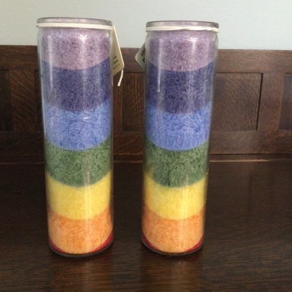 2 Aloha Bay Unscented Chakra Jar Rainbow Sri Yantra Candles - Picture 2 of 6